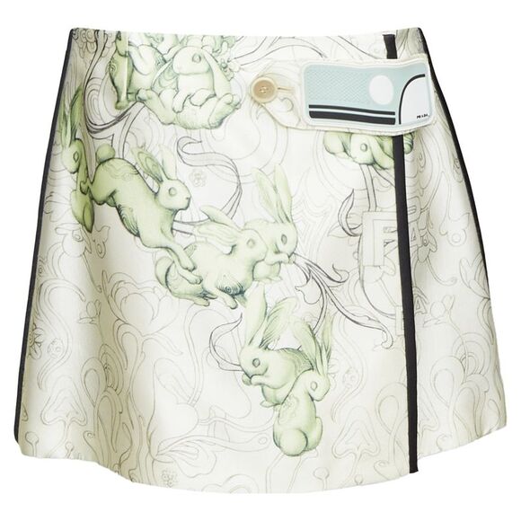 PRADA 2018 Runway James Jean Fairy print rubber tab wrap skirt IT42 M - Picture 1 of 9
